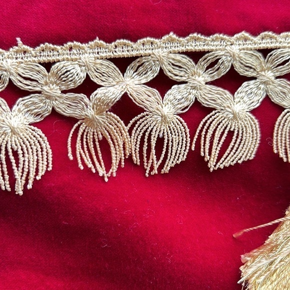 2 Victorian holiday stockings tassels extra large in size mixed media material - Picture 17 of 17